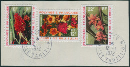 French Polynesia 1971 Sc#264-266,SG134-136 Flowers Set On Piece FU - Autres & Non Classés