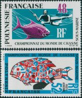 French Polynesia 1969 Sc#C52-C53,SG95-96 Underwater Hunting Set MNH - Sonstige & Ohne Zuordnung