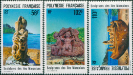 French Polynesia 1991 Sc#567-569,SG617-619 Marquesas Islands Sculptures Set MNH - Other & Unclassified