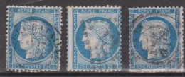France N° 60A, 60B Et 60C (les 3 Types) - 1871-1875 Ceres