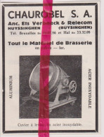 Pub Reclame - Matériel De Brasserie - Chaurobel, Verbeeck, Huizingen - Orig. Knipsel Coupure Tijdschrift Magazine - 1937 - Publicités