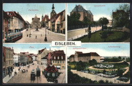 AK Eisleben, Strassenbahnen Am Marktplatz Und Am Plan, Schlossplatz, Lehrerseminar, Scherbelberg  - Lutherstadt Eisleben