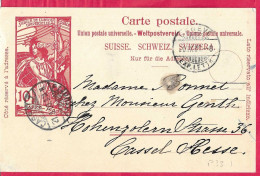 SVIZZERA - INTERO CARTOLINA POSTALE U.P.U. (MICHEL P33) DA "GENEVE*20,IX.05*/EXP.LETTR" PER CASSEL - Stamped Stationery