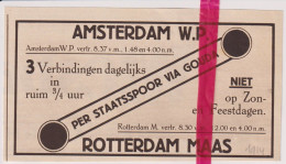 Pub Reclame - Naar Amsterdam , Rotterdam Per Spoor - Orig. Knipsel Coupure Tijdschrift Magazine - 1914 - Publicités