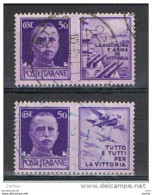 REGNO:  1942  PROPAGANDA  DI  GUERRA  -  50 C.+ 50 C. VIOLETTO  US. -  SASS. 9 + 11 - Oorlogspropaganda