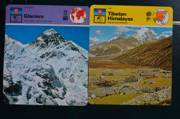 2 X Fiche Illustrée 12x14cm Everest Khumbu Glacier Tibetan Himalayas Tsangpo Valley Mountaineering Escalade Alpiniste - Sports