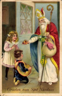 CPA Glückwunsch Sankt Nikolaus, Kinder, Geschenke, Puppe - Autres & Non Classés