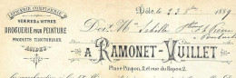 1889 / Facture + Traite RAMONET VUILLET / Epicerie Confiserie Droguerie / Dôle Jura - 1800 – 1899
