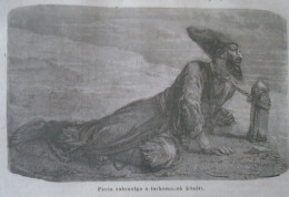 D203477 P421 A Persian Slave Among The Turkmens Gömüstepe  Iran  - Woodcut From A Hungarian Newspaper 1866 - Stiche & Gravuren