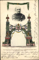 CPA Roi Georg Von Sachsen, Huldigungseinzug Leipzig 1902, Festtor - Königshäuser
