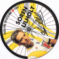 Vélo - Cyclisme - Coureur Cycliste Soren Lilholt  - Team Systeme U - 1987 - Carte Ronde Diametre 13.5 Cm - Ciclismo