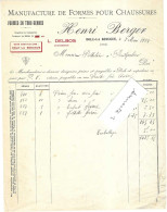 1933 / Facture Henri BERGER / Formes Pour Chaussures / Chaussures Ferrées / Dôle Jura - 1900 – 1949