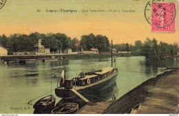 77 LAGNY THORIGNY QUAI SAINT PERE ILE DE LA GOURDINE CARTE TOILEE COLORISEE - Lagny Sur Marne