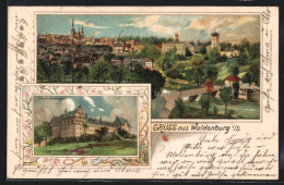 Lithographie Waldenburg I. S., Fürstliches Seminar, Teilansicht Vom Ort  - Waldenburg (Sachsen)