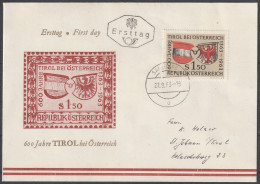Österreich: 1963, Fernbrief In EF, Mi. Nr. 1133, 1,50 S. 600 Jahre Zugehörigkeit Tirols Zu Österreich.   EStpl. SALZBURG - FDC