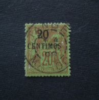 FRANCE FRANCIA MAROCCO MAROC 1891 20 Cent Su 20 Cent BRIQUE SU VERT YVERT N.4 II TYPE OBLITERE TANGERI - Gebruikt