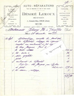 1935 / Facture Désiré LACROIX / Mécanicien Auto / Réparation, Recharge Accumulateur /  Dôle Jura - 1900 – 1949