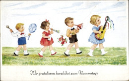 CPA Glückwunsch Namenstag, Musizierende Kinder - Other & Unclassified