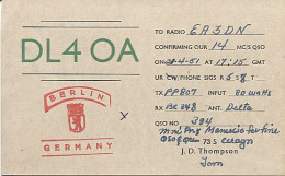 X120854 CARTE QSL RADIO AMATEUR DL4OA ALLEMAGNE GERMANY DEUTSCHLAND BERLIN EN 1951 - Radio Amateur