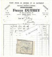 1941 / Facture Pierre DUTHEY / Quincaillerie / Primagaz Et Novémail / Dôle Jura - 1900 – 1949