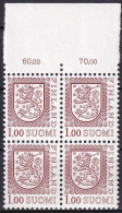 FINNLAND 1981 Mi-Nr. 876 IIy ** MNH Viererblock Oberrand - Unused Stamps