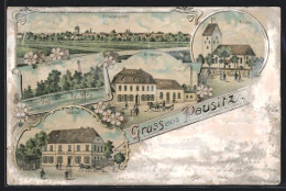 Lithographie Pausitz, Gasthof, Kirche, Rittergut  - Andere & Zonder Classificatie