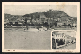 AK Linz /Rhein, Hotel Europäischer Hof, Teilansicht, Dampfer  - Linz A. Rhein