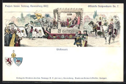 Lithographie Ravensburg, Project. Histor. Festzug 1902, Welfenzeit, Wappen  - Ravensburg