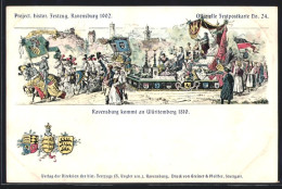 Lithographie Ravensburg, Project. Histor. Festzug 1902, Ravensburg Kommt An Württemberg 1810, Wappen  - Ravensburg