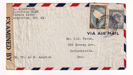 WW2 Argentine 1942 Argentina Buenos Aires Allumbaugh Censure Examined By Censor Indianapolis USA Yocum - Lettres & Documents