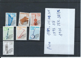 France 1989 1993 1992  Lot  Preobliteres N° 202 203 205 228 224 225 226 Neuf ++ Faciale 2.63€ - 1989-2008