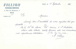 1961 / Facture FILLION Pâtissier Confiseur / Cde Rhum / Dôle Jura - 1950 - ...