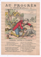 Publicité, Nouveautés, AU PROGRES, Périgueux, Fable De La Fontaine: L'oiseleur, L'autour & L'alouette - Advertising