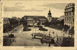 CPA Darmstadt In Hessen, Paradeplatz, Museum, Straßenbahnen - Other & Unclassified
