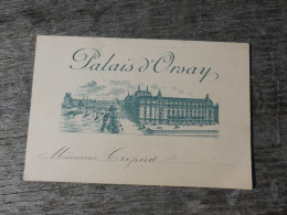 Menu Palais D' Orsay Le 9 Janvier 1908  ExtA - Menus