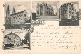 Luxembourg Gruss Aus Esch A D Alz Alzette Vues Kirche Haushaltungsschule CPA Timbre Grand Duché Cachet 1902 - Esch-sur-Alzette