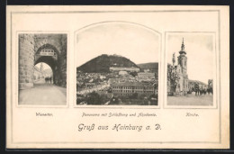 AK Hainburg A. D., Wienertor, Kirche, Panorama Mit Schlossberg Und Akademie  - Altri & Non Classificati
