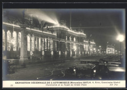 AK Paris, Exposition Décennale De L`Automobile 1907, Ausstellungsgebäude Bei Nacht  - Tentoonstellingen