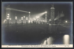 AK Paris, Exposition Decennale De L`Automobile 1907, Illumination Du Pont Alexandre Et De L`Esplanade Des Invalides  - Exhibitions