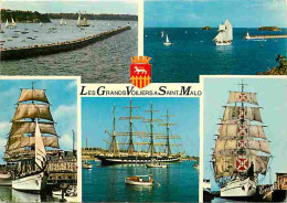 Bateaux - Voiliers - Les Grands Voiliers De Saint Malo - Multivues - Blasons - Flamme Postale De Saint Malo - CPM - Voir - Segelboote