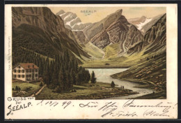 Lithographie Appenzell, Gasthaus Zur Alpenrose, Seealp, Panorama  - Appenzell