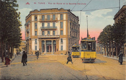 TUNIS - Rue De Rome Et La Société Générale - Tramway 84 & 66 Ligne 8 & 5 - Ed. CAP 46 - Tunisia