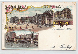 Suisse - Genève - Litho. - Multivues - Place Neuve - Les Mouettes - Hôtel Des Postes - Ed. G. Blümlein & Cie  - Genève