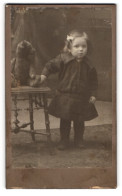 Fotografie Atelier Elvira, Oggersheim, Portrait Kleines Mädchen Mit Ihrem Teddybär Auf Dem Stuhl  - Personnes Anonymes
