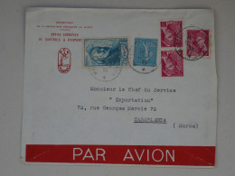 DP 20 FRANCE   LETTRE  OFF. CHERIFIEN  OCE 1939  PARIS A CASABLANCA  MAROC + P. CEZANNE  +AFF. INTERESSANT+ - 1921-1960: Période Moderne