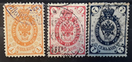 FINLAND FINLANDE 1891, Administration Russe, 3 Timbres Yvert No 36,38,40 , 1 K, 3 K , 7 K , Obl ,  TB - Gebraucht