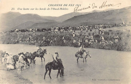 Maroc - Colonne De Fez 1911 - Une Halte Sur Les Bords De L'Oued-Mikkés - Ed. Grébert 23 - Sonstige & Ohne Zuordnung