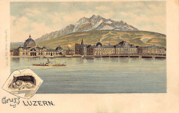 LUZERN - Litho - Gebäude Am See - Löwendenkmal - Verlag Carl Künzli 1217 - Lucerna