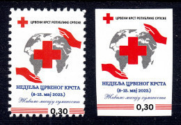 Bosnia Serbia 2023 Red Cross Croix Rouge Rotes Kreuz Tax Charity Surcharge, Perforated + Imperforated Stamp MNH - Bosnien-Herzegowina