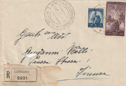 RACCOMANDATA 1949 50+5 TIMBRO LANCIANO AMB PESCARA MILANO Foro (YK1297 - 1946-60: Poststempel